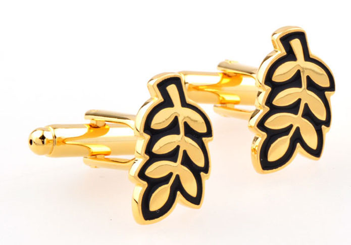 Leaf Cufflinks  Gold Luxury Cufflinks Paint Cufflinks Funny Wholesale & Customized  CL654717