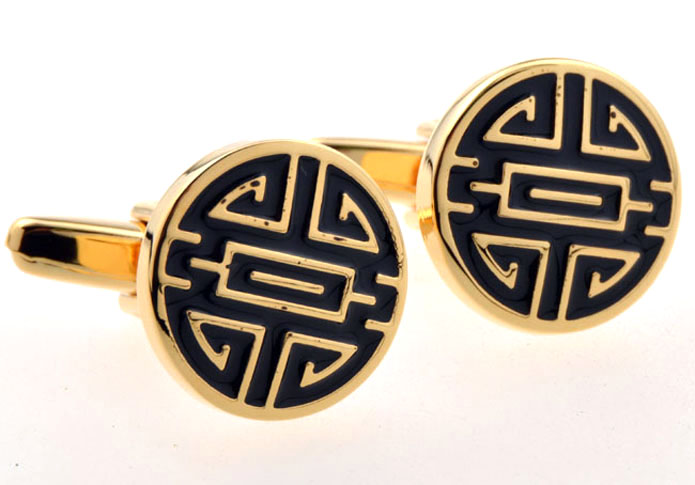 Greek pattern Cufflinks  Gold Luxury Cufflinks Paint Cufflinks Funny Wholesale & Customized  CL654730