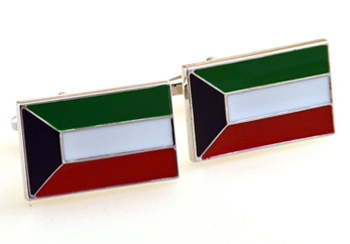 Flag of Kuwait Cufflinks Multi Color Fashion Cufflinks Paint Cufflinks Flag Wholesale & Customized CL655304