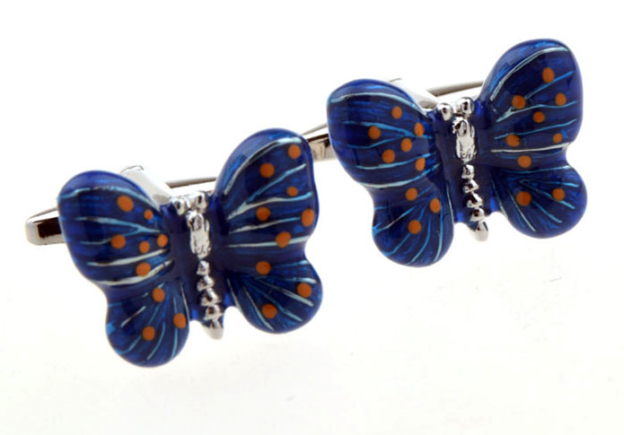 Butterfly Butterflies Cufflinks  Blue Elegant Cufflinks Paint Cufflinks Animal Wholesale & Customized  CL655952