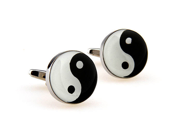 Tai Chi Cufflinks  Black White Cufflinks Paint Cufflinks Religious and Zen Wholesale & Customized  CL662787
