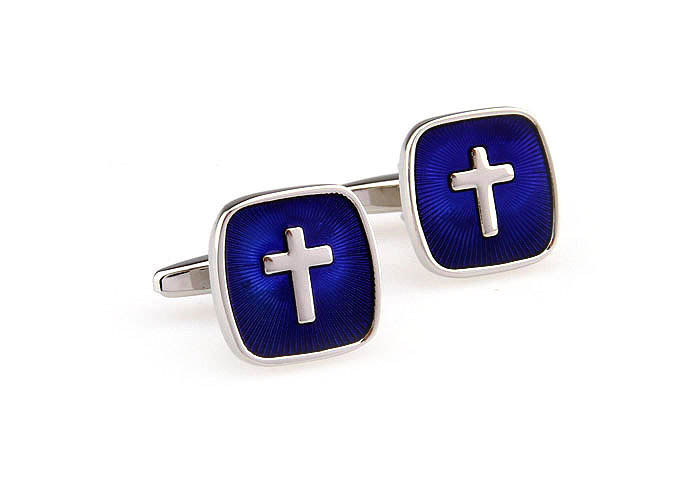 Cross Cufflinks  Blue Elegant Cufflinks Paint Cufflinks Religious and Zen Wholesale & Customized  CL663103