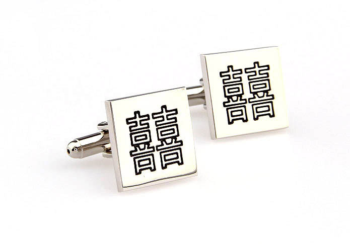 Double Happiness Chinese characters Cufflinks  Black Classic Cufflinks Paint Cufflinks Wedding Wholesale & Customized  CL663394