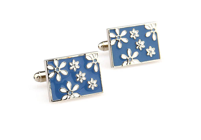 Flower Cufflinks  Blue White Cufflinks Paint Cufflinks Funny Wholesale & Customized  CL663555