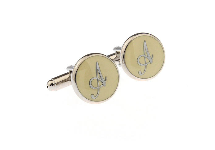 26 Letters A Cufflinks  White Purity Cufflinks Paint Cufflinks Symbol Wholesale & Customized  CL663699