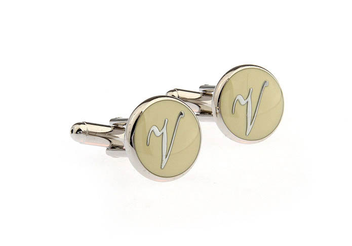 26 Letters V Cufflinks  White Purity Cufflinks Paint Cufflinks Symbol Wholesale & Customized  CL663720