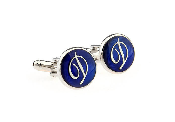 26 Letters D Cufflinks  Blue Elegant Cufflinks Paint Cufflinks Symbol Wholesale & Customized  CL663772