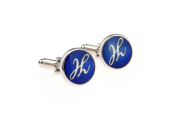 26 Letters H Cufflinks  Blue Elegant Cufflinks Paint Cufflinks Symbol Wholesale & Customized  CL663776