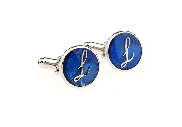 26 Letters J Cufflinks  Blue Elegant Cufflinks Paint Cufflinks Symbol Wholesale & Customized  CL663778
