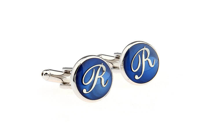 26 Letters R Cufflinks  Blue Elegant Cufflinks Paint Cufflinks Symbol Wholesale & Customized  CL663782