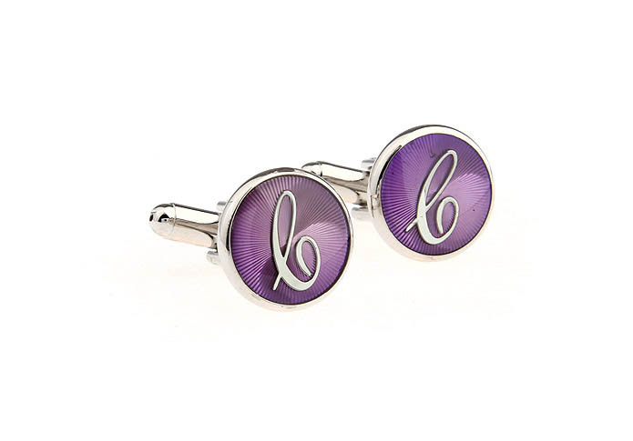 26 Letters C Cufflinks  Purple Romantic Cufflinks Paint Cufflinks Symbol Wholesale & Customized  CL663789
