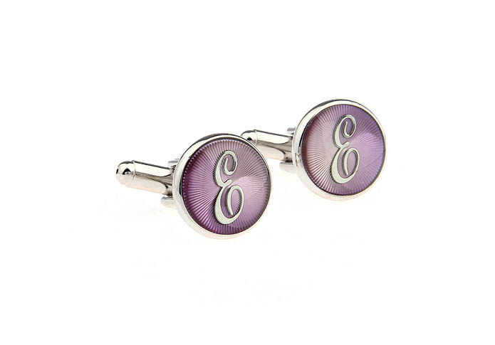 26 Letters E Cufflinks  Purple Romantic Cufflinks Paint Cufflinks Symbol Wholesale & Customized  CL663791