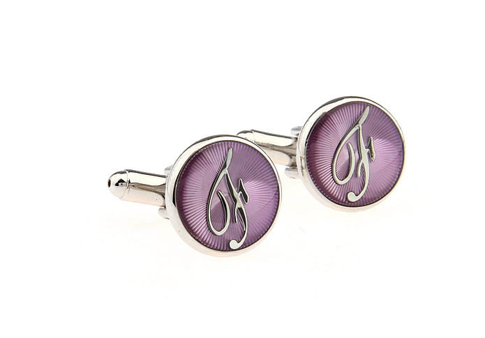 26 Letters F Cufflinks  Purple Romantic Cufflinks Paint Cufflinks Symbol Wholesale & Customized  CL663792
