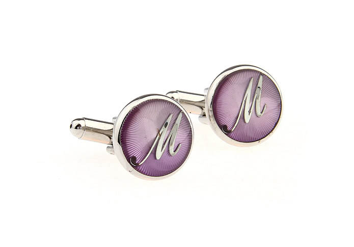 26 Letters M Cufflinks  Purple Romantic Cufflinks Paint Cufflinks Symbol Wholesale & Customized  CL663797