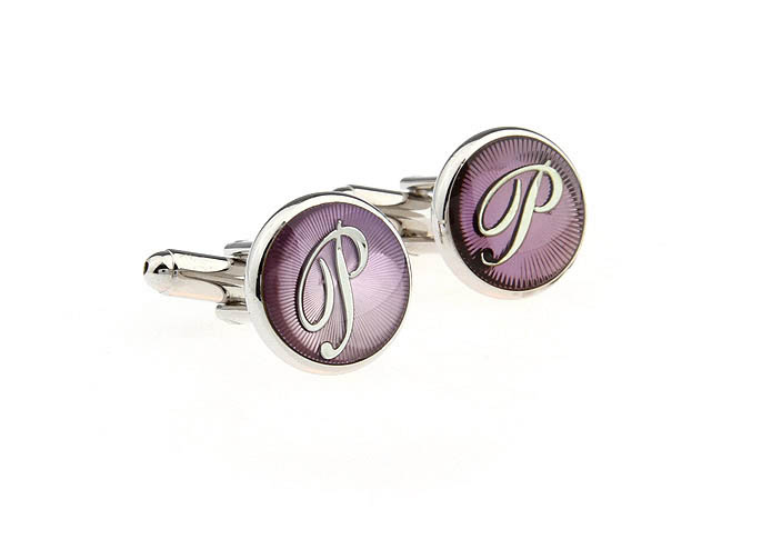 26 Letters P Cufflinks  Purple Romantic Cufflinks Paint Cufflinks Symbol Wholesale & Customized  CL663799