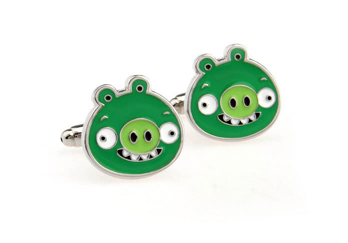 Green Pig Cufflinks  Multi Color Fashion Cufflinks Paint Cufflinks Animal Wholesale & Customized  CL671159