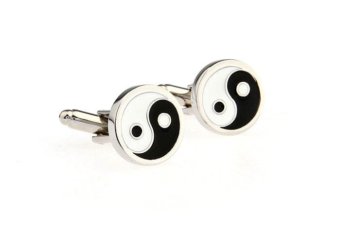 Tai Chi Cufflinks  Black White Cufflinks Paint Cufflinks Religious and Zen Wholesale & Customized  CL671238