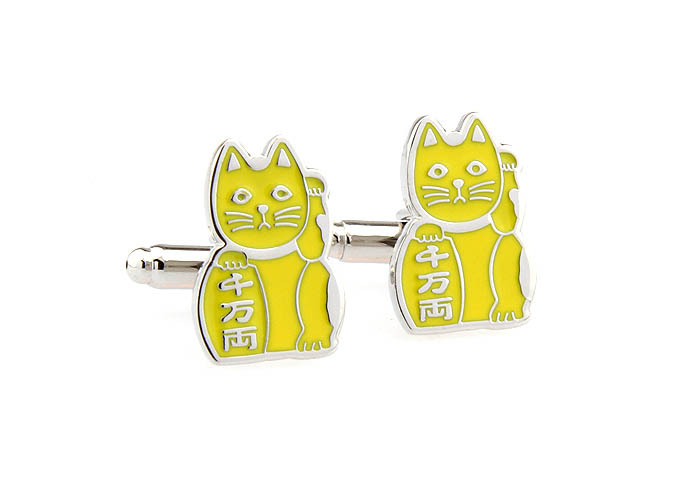 Lucky Cat Cufflinks  Yellow Lively Cufflinks Paint Cufflinks Animal Wholesale & Customized  CL671665