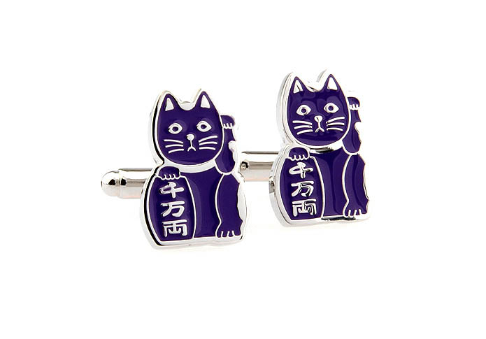 Lucky Cat Cufflinks  Purple Romantic Cufflinks Paint Cufflinks Animal Wholesale & Customized  CL671668