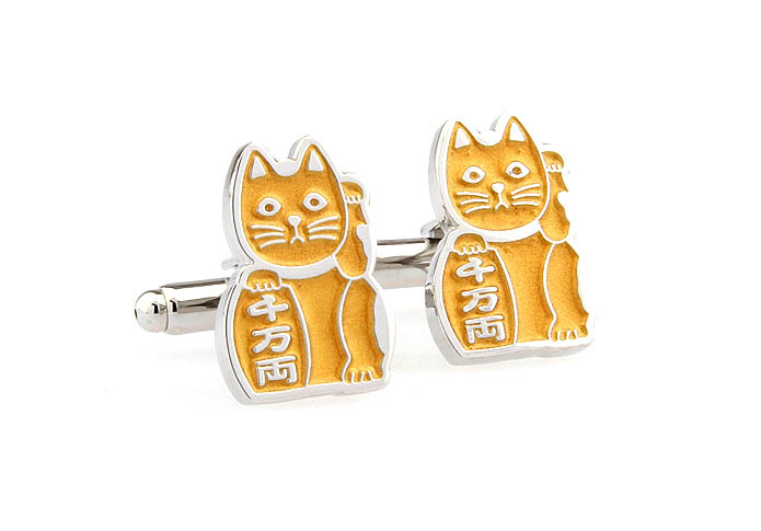 Lucky Cat Cufflinks  Orange Cheerful Cufflinks Paint Cufflinks Animal Wholesale & Customized  CL671669