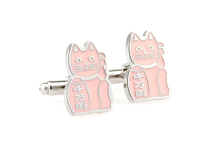 Lucky Cat Cufflinks  Pink Charm Cufflinks Paint Cufflinks Animal Wholesale & Customized  CL671670