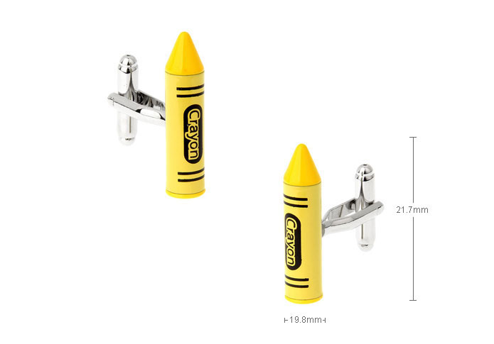 Crayon Cufflinks  Yellow Lively Cufflinks Paint Cufflinks Tools Wholesale & Customized  CL671784