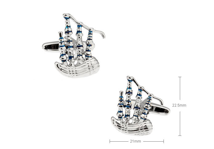 Scotland Flute Cufflinks  Blue Elegant Cufflinks Paint Cufflinks Music Wholesale & Customized  CL720768