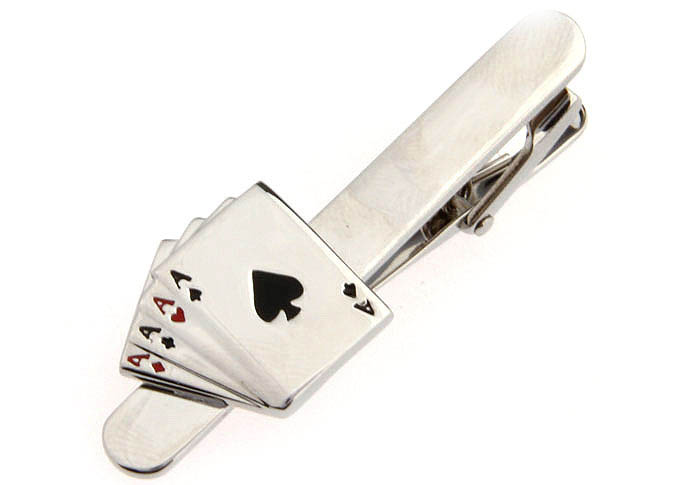 four playing cards A Tie Clips  Multi Color Fashion Tie Clips Paint Tie Clips Gambling Wholesale & Customized  CL850730
