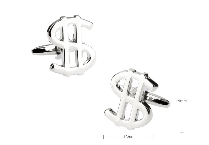 Dollar Symbol $ Cufflinks  Silver Texture Cufflinks Metal Cufflinks Symbol Wholesale & Customized  CL610847