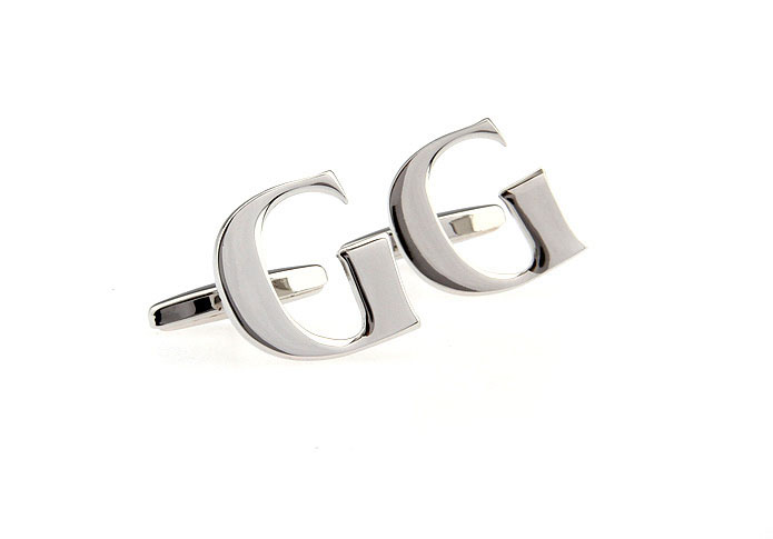 G Letters Cufflinks  Silver Texture Cufflinks Metal Cufflinks Symbol Wholesale & Customized  CL652521
