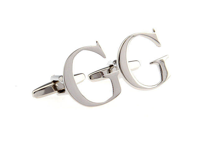 G Letters Cufflinks  Silver Texture Cufflinks Metal Cufflinks Symbol Wholesale & Customized  CL652522