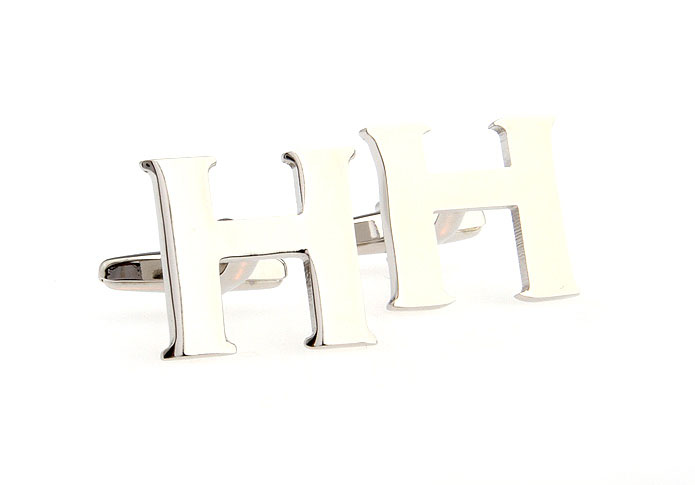 H Letters Cufflinks  Silver Texture Cufflinks Metal Cufflinks Symbol Wholesale & Customized  CL652524
