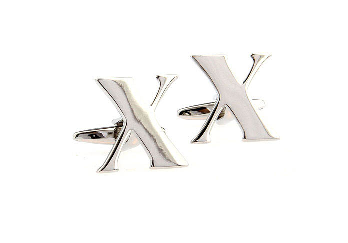 X Letters Cufflinks  Silver Texture Cufflinks Metal Cufflinks Symbol Wholesale & Customized  CL652533
