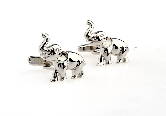 African Elephant Cufflinks  Silver Texture Cufflinks Metal Cufflinks Animal Wholesale & Customized  CL652578
