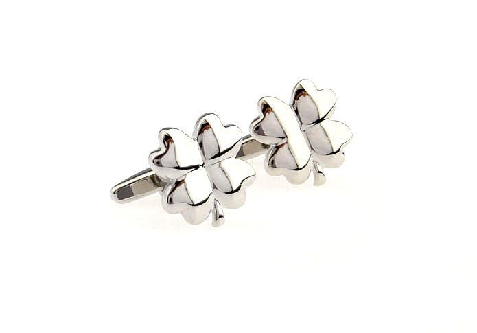 Clover Cufflinks  Silver Texture Cufflinks Metal Cufflinks Recreation Wholesale & Customized  CL652675
