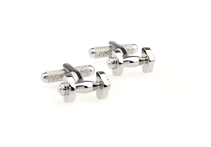 Dumbbell Cufflinks  Silver Texture Cufflinks Metal Cufflinks Sports Wholesale & Customized  CL652709