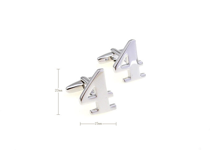 Arabic numerals 4 Cufflinks  Silver Texture Cufflinks Metal Cufflinks Symbol Wholesale & Customized  CL652954