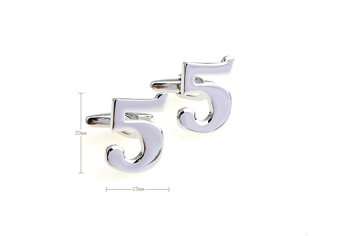 Arabic numerals 5 Cufflinks  Silver Texture Cufflinks Metal Cufflinks Symbol Wholesale & Customized  CL652955