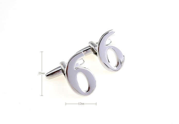 Arabic numerals 6 Cufflinks  Silver Texture Cufflinks Metal Cufflinks Symbol Wholesale & Customized  CL652956
