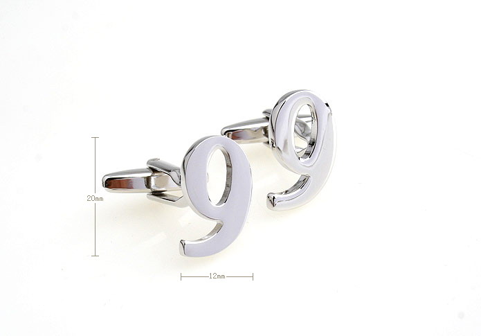 Arabic numerals 9 Cufflinks  Silver Texture Cufflinks Metal Cufflinks Symbol Wholesale & Customized  CL652959