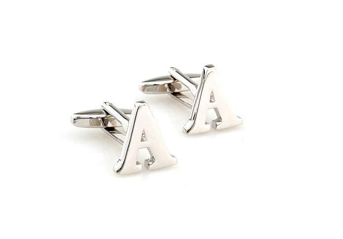 26 Letters A Cufflinks  Silver Texture Cufflinks Metal Cufflinks Symbol Wholesale & Customized  CL652988