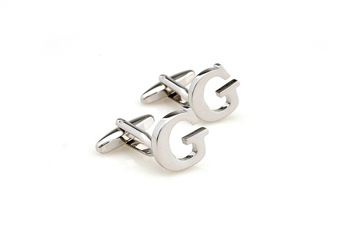 26 Letters G Cufflinks  Silver Texture Cufflinks Metal Cufflinks Symbol Wholesale & Customized  CL652994