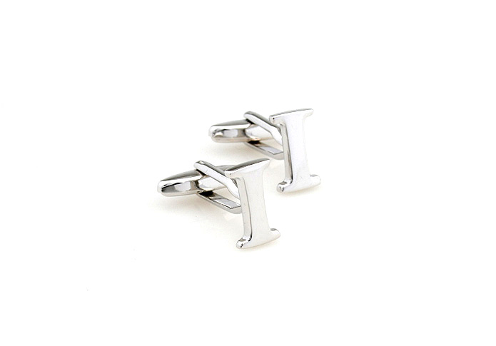 26 Letters I Cufflinks  Silver Texture Cufflinks Metal Cufflinks Symbol Wholesale & Customized  CL652996