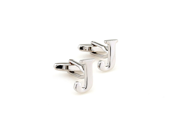 26 Letters J Cufflinks  Silver Texture Cufflinks Metal Cufflinks Symbol Wholesale & Customized  CL652997