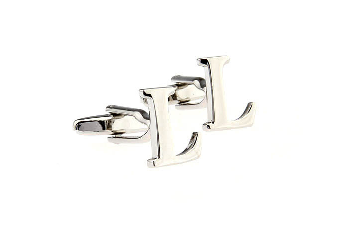 26 Letters L Cufflinks  Silver Texture Cufflinks Metal Cufflinks Symbol Wholesale & Customized  CL652999