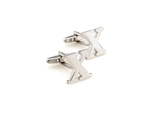 26 Letters X Cufflinks  Silver Texture Cufflinks Metal Cufflinks Symbol Wholesale & Customized  CL653011