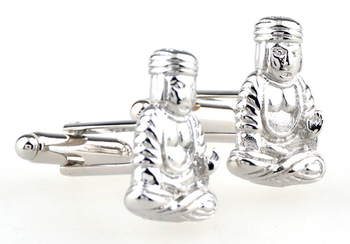 Sakyamuni like Cufflinks  Silver Texture Cufflinks Metal Cufflinks Religious and Zen Wholesale & Customized  CL654102