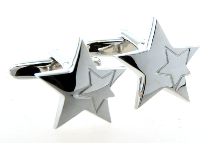 Five-pointed star Cufflinks  Silver Texture Cufflinks Metal Cufflinks Flags Wholesale & Customized  CL654264
