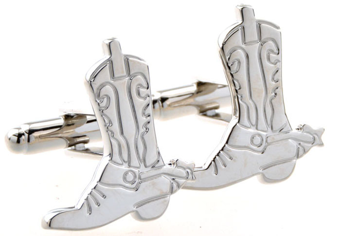 Ladies Boots Cufflinks  Silver Texture Cufflinks Metal Cufflinks Hipster Wear Wholesale & Customized  CL654272
