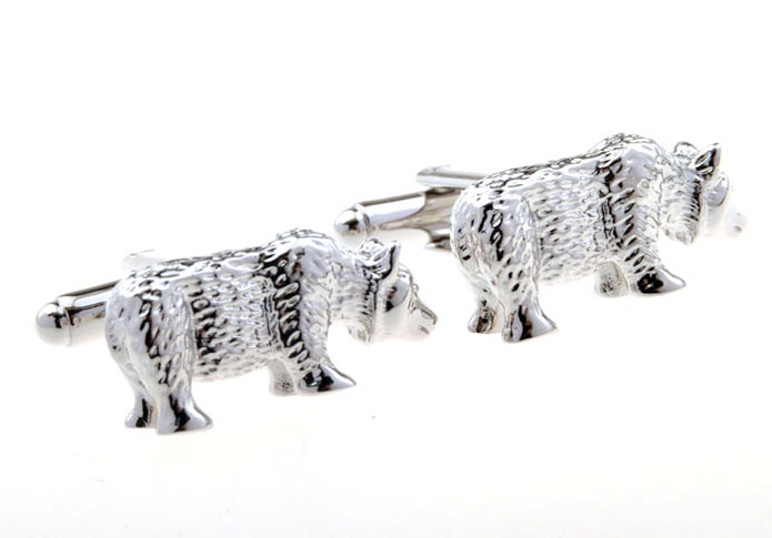 Bear Cufflinks  Silver Texture Cufflinks Metal Cufflinks Animal Wholesale & Customized  CL655792